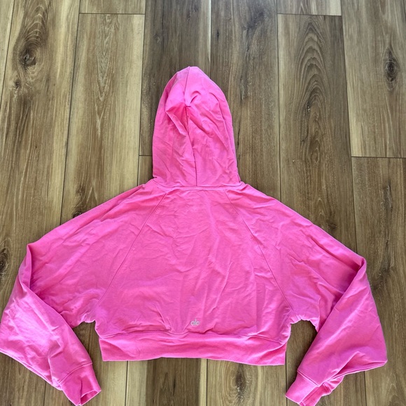 ALO Yoga womens Pink hooded cropped Hoodie size small - Picture 6 of 6